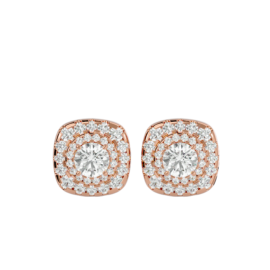 Triple Halo Lab-Grown Diamond Cushion Stud Earrings