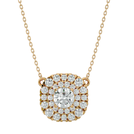 Double Halo Lab-Grown Diamond Pendant in 18K Gold