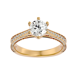 Split-Shank Solitaire Lab-Grown Diamond Engagement Ring in 18K Gold