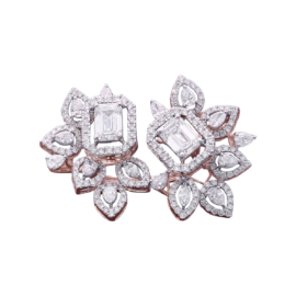 Lab-Grown Diamond Floral Earrings in 18K Gold