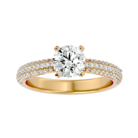 Pave-Set Lab-Grown Diamond Engagement Ring in 18K Gold
