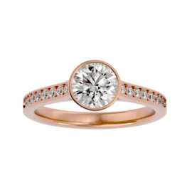 Elegant Bezel-Set Lab-Grown Diamond Ring with Pave Band