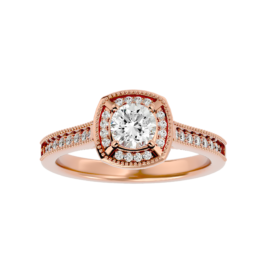Lab-Grown Diamond Vintage Cushion Halo Ring