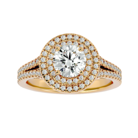 Double Halo Lab-Grown Diamond Ring in 18K Gold