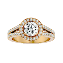 Double Halo Lab-Grown Diamond Engagement Ring in 18K Gold
