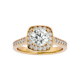 Cushion Halo Lab-Grown Diamond Engagement Ring in 18K Gold