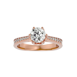 Lab-Grown Diamond Solitaire Engagement Ring with Pave Band in 18K Gold