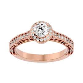 Elegant Rose Gold Halo Lab-Grown Diamond Ring
