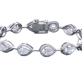 Pear-Shaped Lab-Grown Diamond Halo Tennis Bracelet