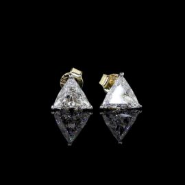 Trillion-Cut Lab-Grown Diamond Stud Earrings in 18K Gold