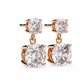 Lab-Grown Diamond Double Stud Drop Earrings in 18K Gold