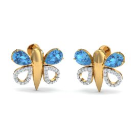 Butterfly Blue Topaz Lab-Grown Diamond Earrings