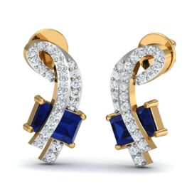 Elegant Lab-Grown Diamond & Sapphire Earrings in 18K Gold