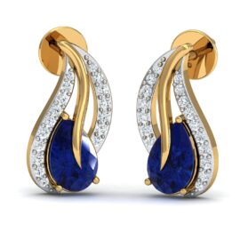 Pear-Shaped Blue Sapphire & Lab-Grown Diamond Earrings
