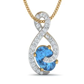 Artistic Lab-Grown Diamond and Blue Topaz Pendant