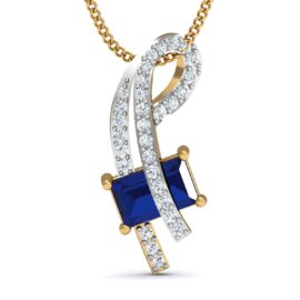 Sapphire & Lab-Grown Diamond Pendant in 18K Gold