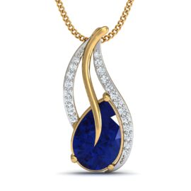 Pear-Shaped Blue Sapphire & Lab-Grown Diamond Pendant