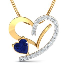 Heart-Shaped Sapphire Lab-Grown Diamond Pendant