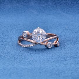 Round-Cut Lab-Grown Diamond Ring with Pave and Bezel