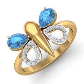 Butterfly Blue Topaz Lab-Grown Diamond Ring