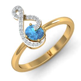 Elegant Blue Topaz and Lab-Grown Diamond Swirl Ring