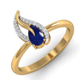 Pear-Shaped Blue Sapphire & Lab-Grown Diamond Ring
